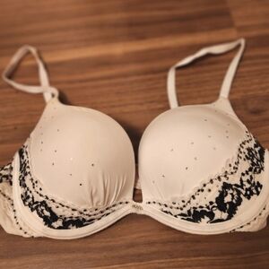 Victoria's Secret White and Black Lace, Rhinestone Bra